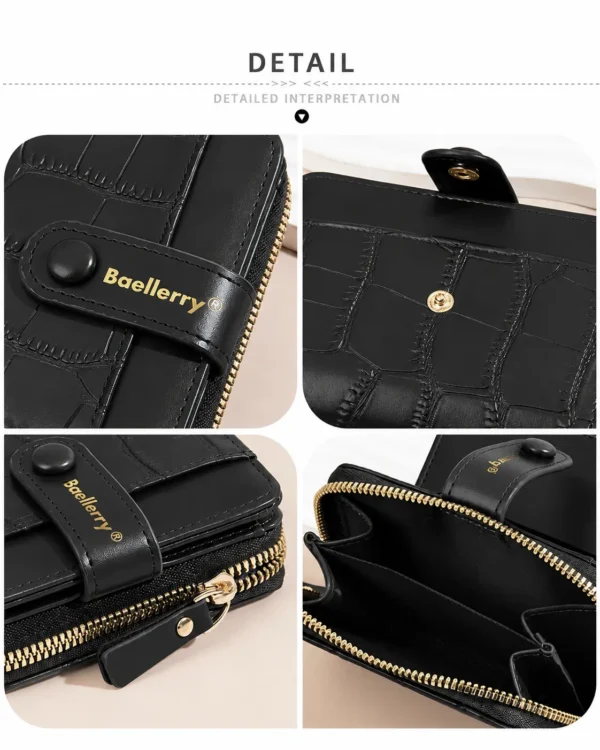 Novora Women's Slim PU Leather Wallet 2026 | Bifold Short Wallet with Zipper Coin Pocket, Card Holder & ID Window BLACK