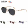 NOVORA Luxury UV400 Sunglasses for Men & Women | Premium Metal Frame Fashion Eyewear with Elegant Personality Design Golden Gray