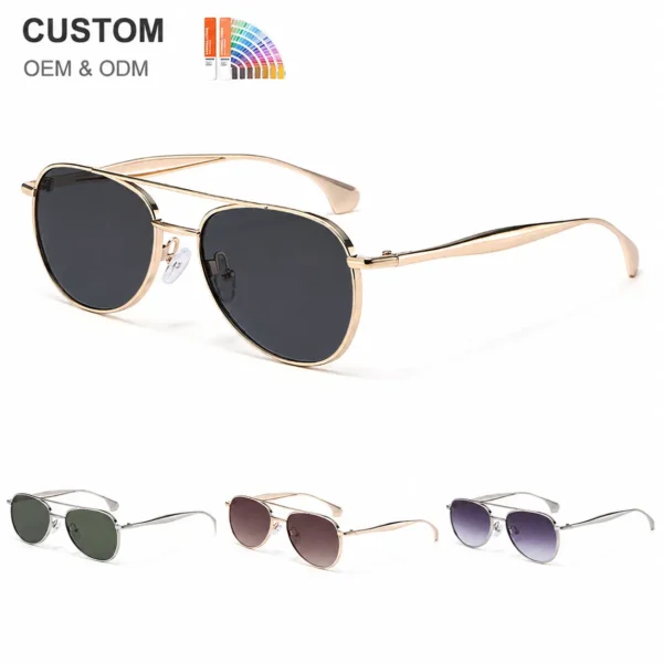 NOVORA Luxury UV400 Sunglasses for Men & Women | Premium Metal Frame Fashion Eyewear with Elegant Personality Design Golden Gray