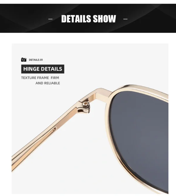 NOVORA Luxury UV400 Sunglasses for Men & Women | Premium Metal Frame Fashion Eyewear with Elegant Personality Design Golden Gray