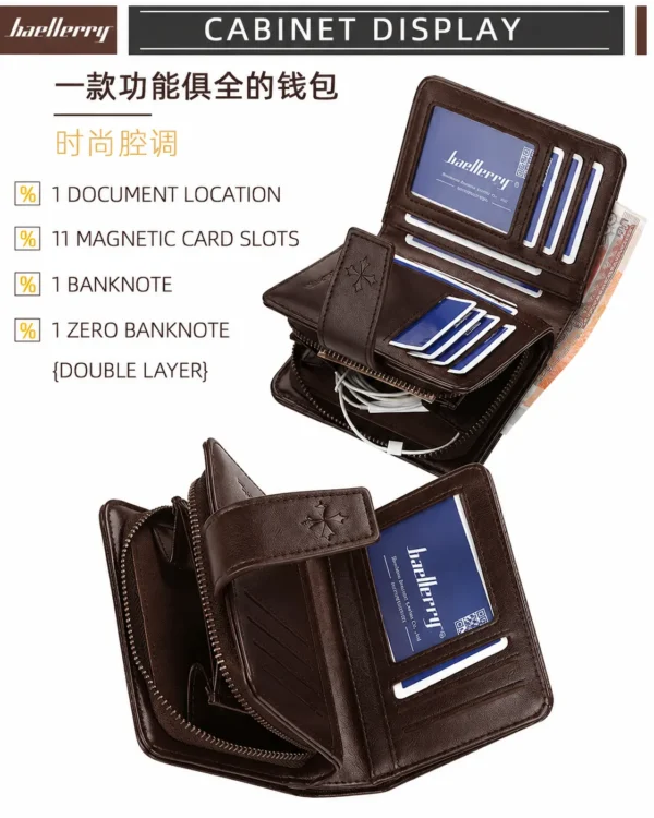 NOVORA Baellerry Vintage Coffee Leather Wallet for Men - Short Pocket Coin Purse, Durable Card Holder & Slim Male Purse with Secure Coin Pouch