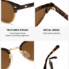 NOVORA Luxury Retro Round Sunglasses for Men & Women | UV400 Half-Rim Black PC Frame with Timeless Vintage Fashion Design TIGER