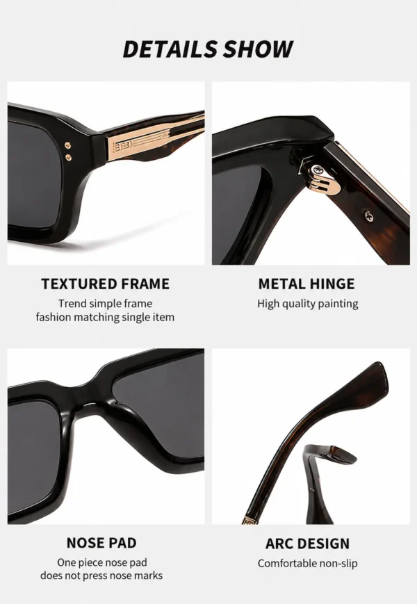 NOVORA Luxury Rectangular Sunglasses for Men & Women | UV400 Leopard Print PC Frame with Modern Square Design & Premium Fashion Eyewear TIGER PRINT