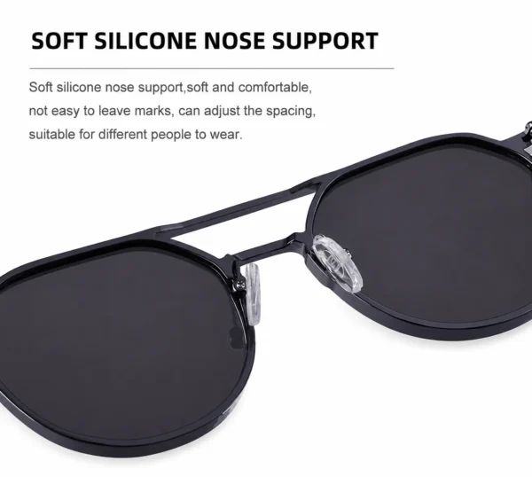 NOVORA Metal Double Bridge Sunglasses Champagne Gold Frame PC Lens UV400 Protection for Men & Women | Stylish Eyewear for Driving, Outdoor & Travel. BLACK