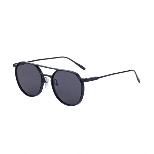 NOVORA Metal Double Bridge Sunglasses Champagne Gold Frame PC Lens UV400 Protection for Men & Women | Stylish Eyewear for Driving, Outdoor & Travel. BLACK