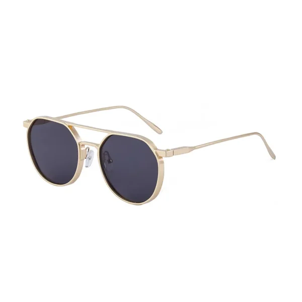 NOVORA Metal Double Bridge Sunglasses Champagne Gold Frame PC Lens UV400 Protection for Men & Women | Stylish Eyewear for Driving, Outdoor & Travel. GOLDEN