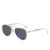 NOVORA Luxury UV400 Sunglasses for Men & Women | Premium Metal Frame Fashion Eyewear with Elegant Personality Design Golden Gray