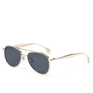 NOVORA Luxury UV400 Sunglasses for Men & Women | Premium Metal Frame Fashion Eyewear with Elegant Personality Design Golden Gray