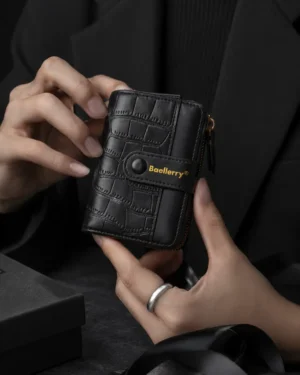 Novora Women's Slim PU Leather Wallet 2026 | Bifold Short Wallet with Zipper Coin Pocket, Card Holder & ID Window BLACK