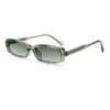 NOVORA Luxury Y2K Narrow Rectangle Sunglasses | UV400 Slim Full-Rim Eyewear with Mesh Temple & Rivet Details, Retro Fashion Design Green