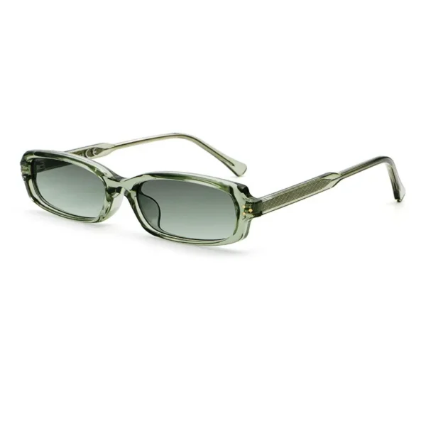 NOVORA Luxury Y2K Narrow Rectangle Sunglasses | UV400 Slim Full-Rim Eyewear with Mesh Temple & Rivet Details, Retro Fashion Design Green