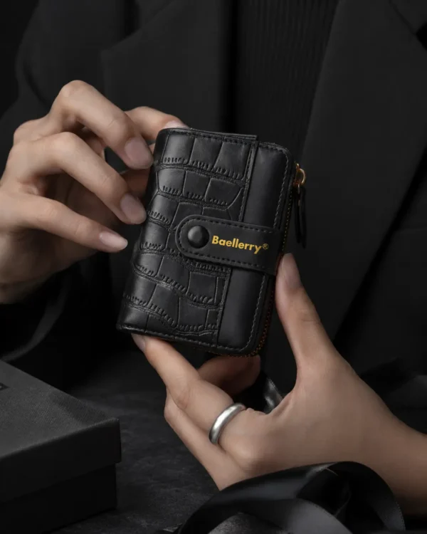 Novora Women's Slim PU Leather Wallet 2026 | Bifold Short Wallet with Zipper Coin Pocket, Card Holder & ID Window BLACK