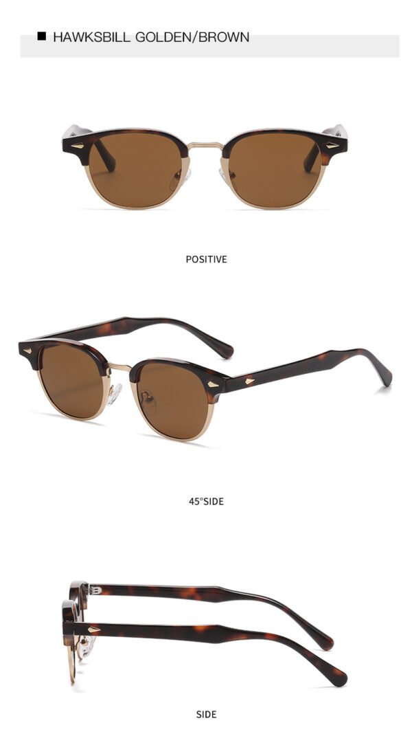 NOVORA Luxury Retro Round Sunglasses for Men & Women | UV400 Half-Rim Black PC Frame with Timeless Vintage Fashion Design TIGER