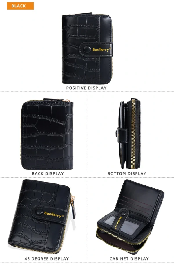 Novora Women's Slim PU Leather Wallet 2026 | Bifold Short Wallet with Zipper Coin Pocket, Card Holder & ID Window BLACK