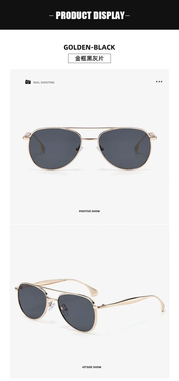 NOVORA Luxury UV400 Sunglasses for Men & Women | Premium Metal Frame Fashion Eyewear with Elegant Personality Design Golden Gray