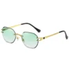 NOVORA Luxury Vintage Rectangle Sunglasses for Women | UV400 Metal Rimless Square Eyewear with Elegant Retro Fashion Design Green