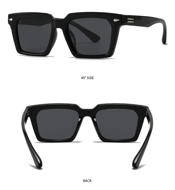 NOVORA Luxury Polarized Square Sunglasses for Men & Women | Full-Rim UV-400 Protective Fashion Eyewear with Premium Modern Design BLACK