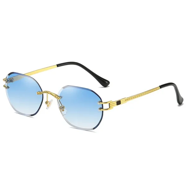 NOVORA Luxury Vintage Rectangle Sunglasses for Women | UV400 Metal Rimless Square Eyewear with Elegant Retro Fashion Design BLUE