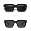 NOVORA Luxury Polarized Square Sunglasses for Men & Women | Full-Rim UV-400 Protective Fashion Eyewear with Premium Modern Design BLACK