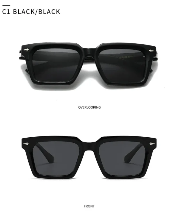 NOVORA Luxury Polarized Square Sunglasses for Men & Women | Full-Rim UV-400 Protective Fashion Eyewear with Premium Modern Design BLACK