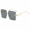 NOVORA Luxury Frameless Square Sunglasses for Men & Women | UV400 Protection, Premium Metal Frame & Modern Fashion Eyewear Golden & Black