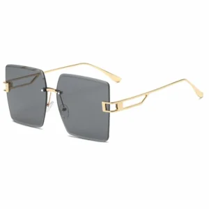 NOVORA Luxury Frameless Square Sunglasses for Men & Women | UV400 Protection, Premium Metal Frame & Modern Fashion Eyewear Golden & Black