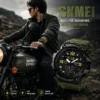 SKMEI 1637 Men’s Sport Watch | Analog-Digital Display, Stainless Steel Case, Leather Strap, 50M Water Resistant GREEN