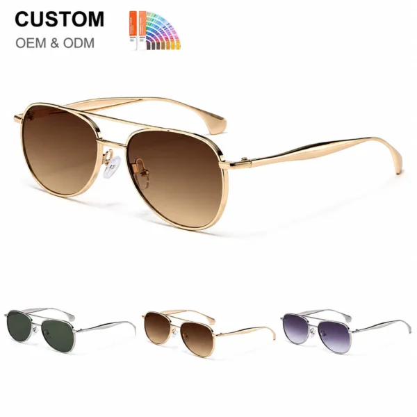 NOVORA Luxury UV400 Sunglasses for Men & Women | Premium Metal Frame Fashion Eyewear with Elegant Personality Design Golden Dark Brown
