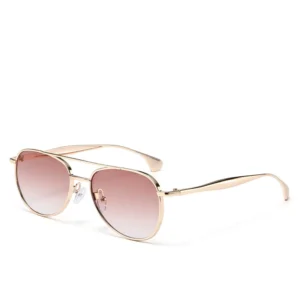NOVORA Luxury UV400 Sunglasses for Men & Women | Premium Metal Frame Fashion Eyewear with Elegant Personality Design Golden Gradient Pink