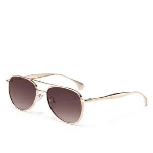 NOVORA Luxury UV400 Sunglasses for Men & Women | Premium Metal Frame Fashion Eyewear with Elegant Personality Design Golden Dark Brown