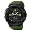 SKMEI 1637 Men’s Sport Watch | Analog-Digital Display, Stainless Steel Case, Leather Strap, 50M Water Resistant GREEN
