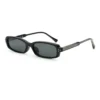NOVORA Luxury Y2K Narrow Rectangle Sunglasses | UV400 Slim Full-Rim Eyewear with Mesh Temple & Rivet Details, Retro Fashion Design Black