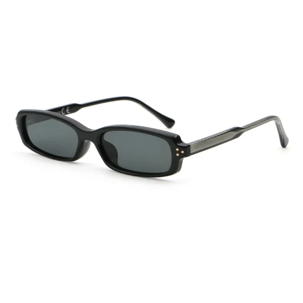 NOVORA Luxury Y2K Narrow Rectangle Sunglasses | UV400 Slim Full-Rim Eyewear with Mesh Temple & Rivet Details, Retro Fashion Design Black