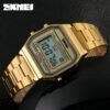 SKMEI 1123 Men’s Luxury Digital Watch | Gold-Plated Fashion Wristwatch, Stylish Retro Design for Men