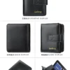 NOVORA Baellerry Short Leather Wallet for Men - Stylish Black Coin Purse, Multi-Card Holder Pocket & Compact Male Wallet with Zipper Coin Pouch