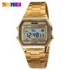 SKMEI 1123 Men’s Luxury Digital Watch | Gold-Plated Fashion Wristwatch, Stylish Retro Design for Men