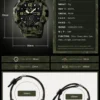 SKMEI 1637 Men’s Sport Watch | Analog-Digital Display, Stainless Steel Case, Leather Strap, 50M Water Resistant ARMY
