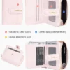 Novora Women's Slim PU Leather Wallet 2026 | Bifold Short Wallet with Zipper Coin Pocket, Card Holder & ID Window pink