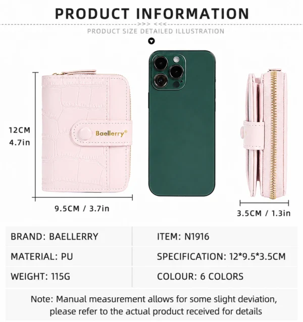 Novora Women's Slim PU Leather Wallet 2026 | Bifold Short Wallet with Zipper Coin Pocket, Card Holder & ID Window pink