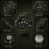 SKMEI 1637 Men’s Sport Watch | Analog-Digital Display, Stainless Steel Case, Leather Strap, 50M Water Resistant ARMY