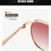 NOVORA Luxury UV400 Sunglasses for Men & Women | Premium Metal Frame Fashion Eyewear with Elegant Personality Design Golden Gradient Pink