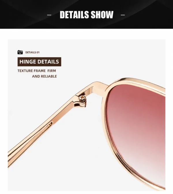 NOVORA Luxury UV400 Sunglasses for Men & Women | Premium Metal Frame Fashion Eyewear with Elegant Personality Design Golden Gradient Pink