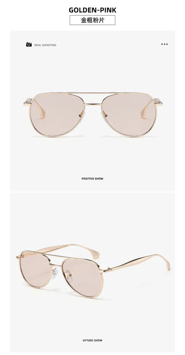 NOVORA Luxury UV400 Sunglasses for Men & Women | Premium Metal Frame Fashion Eyewear with Elegant Personality Design Golden Gradient Pink