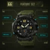 SKMEI 1637 Men’s Sport Watch | Analog-Digital Display, Stainless Steel Case, Leather Strap, 50M Water Resistant GREEN