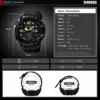 SKMEI 1637 Men’s Sport Watch | Analog-Digital Display, Stainless Steel Case, Leather Strap, 50M Water Resistant BLACK