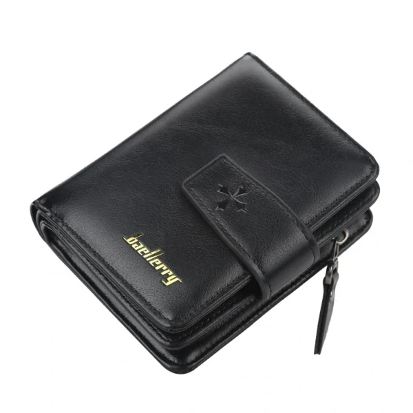 NOVORA Baellerry Short Leather Wallet for Men - Stylish Black Coin Purse, Multi-Card Holder Pocket & Compact Male Wallet with Zipper Coin Pouch