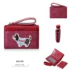 Novora Women's Short PU Leather Wallet | Cute Dachshund Embroidered Design with Multiple Card Slots, Small Fashion Wallet for Girls & Students RED WINE
