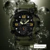 SKMEI 1637 Men’s Sport Watch | Analog-Digital Display, Stainless Steel Case, Leather Strap, 50M Water Resistant GREEN
