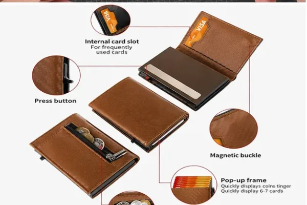 NOVORA Slim RFID Blocking Pop Up Wallet for Men - Card Holder & Zipper Coin Purse