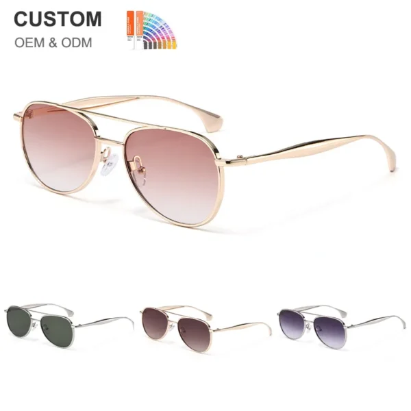 NOVORA Luxury UV400 Sunglasses for Men & Women | Premium Metal Frame Fashion Eyewear with Elegant Personality Design Golden Gradient Pink